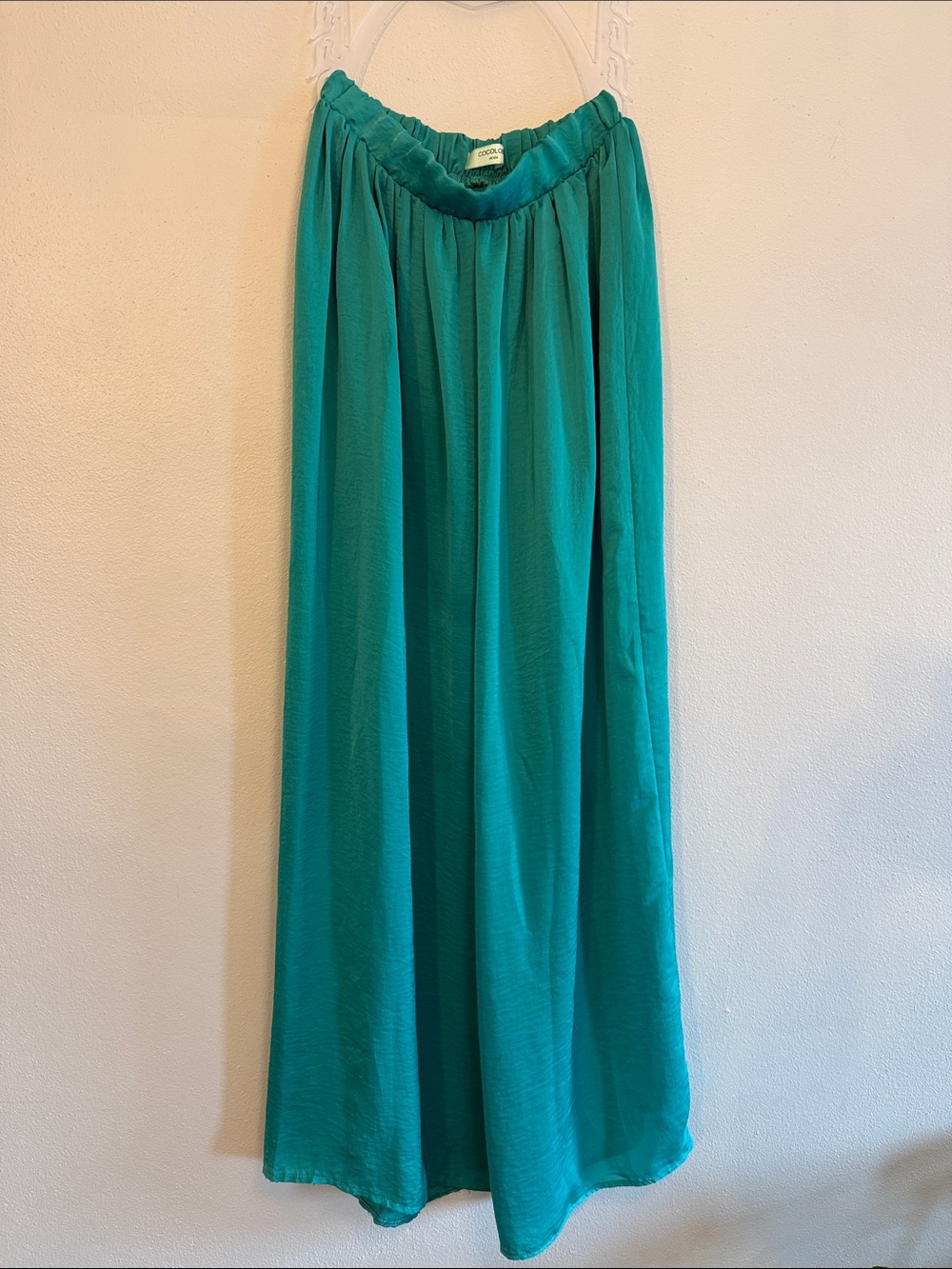 Flowing Teal Maxi Skirt with Elastic Waist - size S/M
